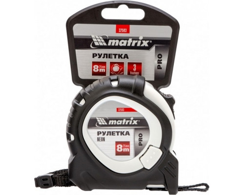 Рулетка MATRIX 32593 Neon, 8 м x 25 мм