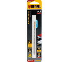Сверло по металлу Denzel Р6М5, Golden Tip спиральное 4,2х119 мм, удлиненное 718251