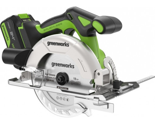 Пила циркулярная аккумуляторная GREENWORKS GD24CS165 24V, АКБ 5Ач и ЗУ 1501607CUG