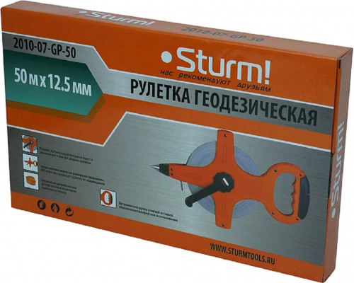 Рулетка геодезическая Sturm 2010-07-GP-50, 50 м, фибергласс
