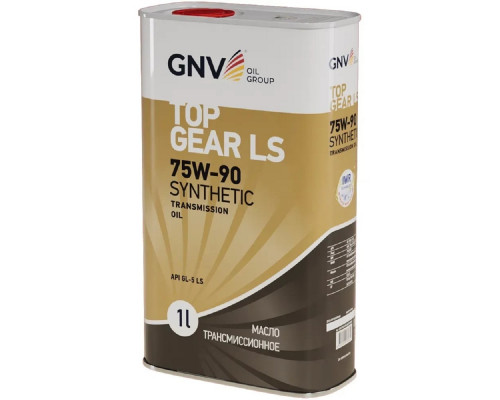 Масло трансмиссионное GNV Top Gear LS Synthetic 75W90 GL-5 1 л (металл. канистра) GTG1072015LS0007590001