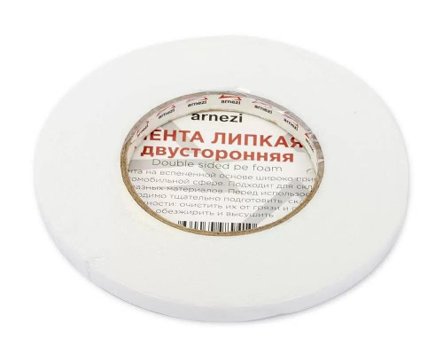 Двусторонняя монтажная лента ARNEZI R8030202 9 мм x10 м на вспененной основе, белая