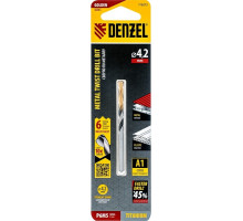 Сверло по металлу Denzel Р6М5, Golden Tip спиральное 4,2x75мм, многогранная заточка 718273