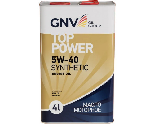 Масло моторное GNV Top Power 5W40 Synthetic 4 л (металл. канистра) GTP1011872019510540004