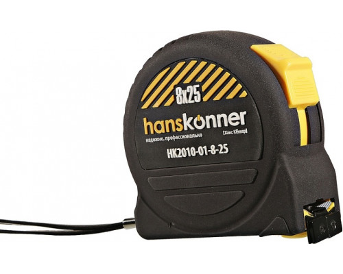 Рулетка HANSKONNER HK2010-01-8-25 с противоударным корпусом softtouch