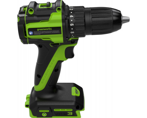 Дрель-шуруповерт аккумуляторная GREENWORKS 3708307 24V, б/щет, 25/45 Hм, LED, без АКБ и ЗУ