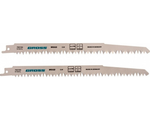 Полотна для сабельных пил GROSS 782102 по дереву, 210x5-6,5 мм, 2 шт.