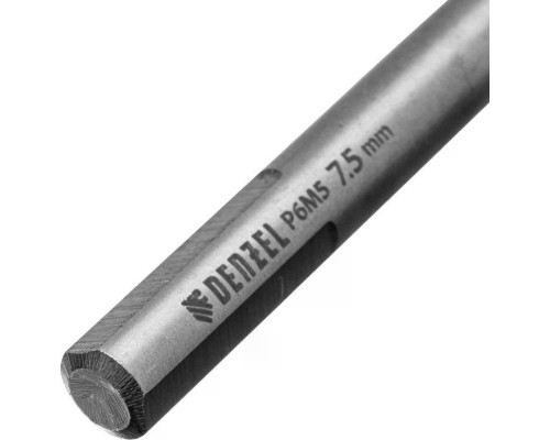 Сверло по металлу Denzel Р6М5, Golden Tip спиральное 7,5x109мм, многогранная заточка 718281