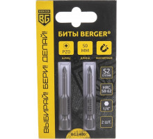 Бита для заворачивания BERGER BG2400 PZ0x50мм, 2 шт., S2