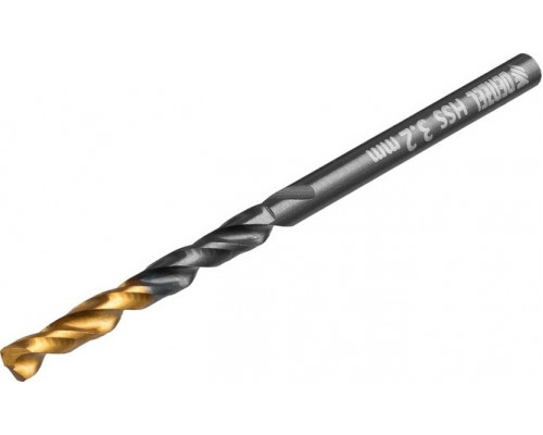 Сверло по металлу DENZEL HSS-Tin, Golden Tip 3,2 мм, 10 шт 717206