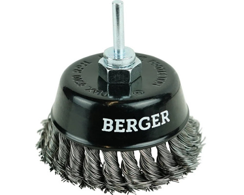 Щетка обдирочная для дрели BERGER BG1744 витая оцинкованная сталь 0.5 мм, d 100 мм, M14 + х