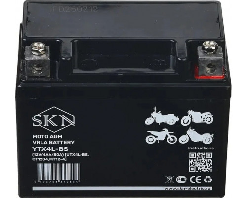 Аккумулятор SKN YTX4L-BS 12V 4Ah 50A для мототехники 025279
