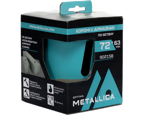 Коронка буровая SDS-plus METALLICA Optima 72x63 мм М16, алмазная, сегментная, по бетону 902158