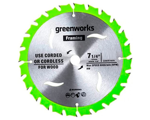 Пильный диск по дереву GREENWORKS 184x20 мм, 40T 2943307