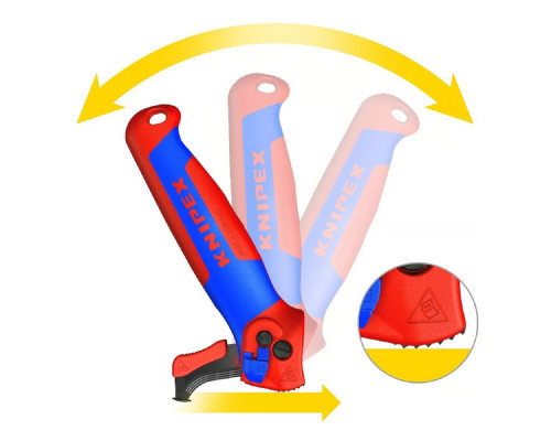 Нож для снятия изоляции KNIPEX KN-1650145SB с пяткой и трещоткой, 146 мм, 2К ручка