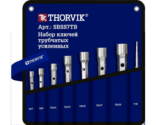 Набор ключей трубчатых THORVIK SBSS7TB усиленных в сумке, 6-19 мм, 7 предметов