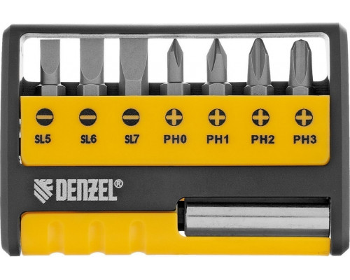 Набор бит Denzel 133577 с магнитным держателем, 8 шт.