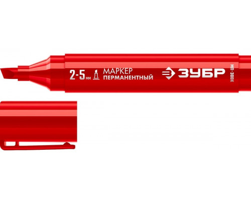 Маркер перманентный ЗУБР МП-300К, клиновидный, 2-5 мм, красный