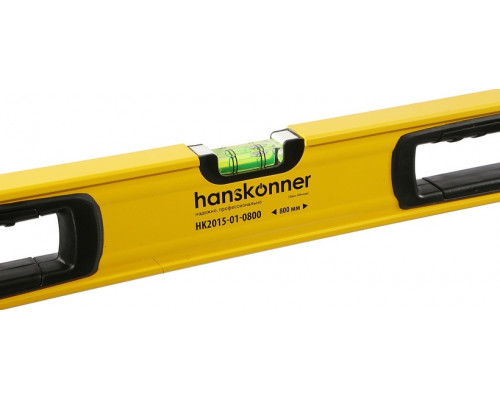 Уровень строительный HANSKONNER HK2015-01-0800 алюминиевый 800 мм, 3 колбы, магнит