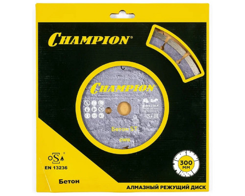 Алмазный диск для резки бетона CHAMPION Concremax Standart 300 (с наполн.сред.тв) C1612