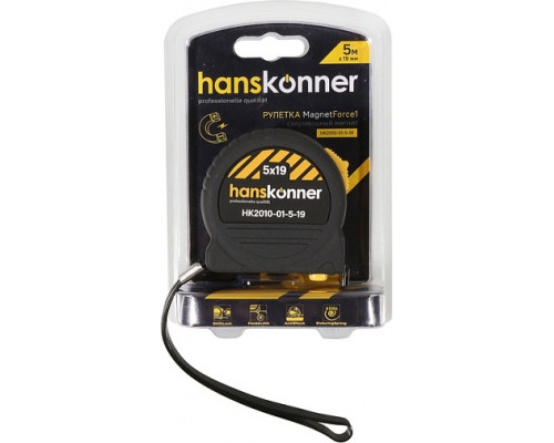 Рулетка HANSKONNER HK2010-01-5-19 с противоударным корпусом softtouch