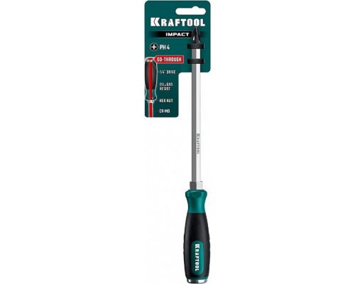 Отвертка ударная KRAFTOOL IMPACT PH 4 со сквозным стержнем Cr-Mo 250034-4