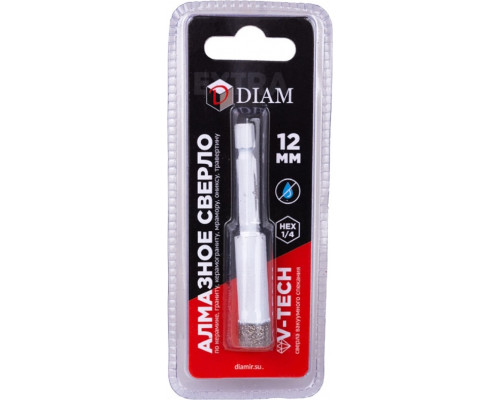 Сверло алмазное DIAM 12x35x1/4 HEX-E Extra Line V-TECH (в спекание) 320328