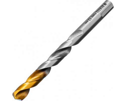 Сверло по металлу Denzel Р6М5, Golden Tip спиральное 12x151мм 718244