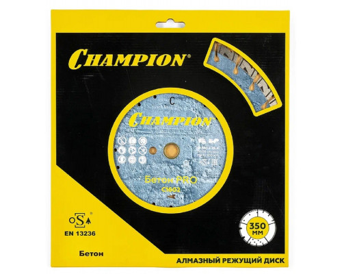 Алмазный диск для резки бетона CHAMPION HeavyCut PRO 350 (ж/б, железо) C1602
