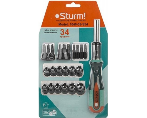 Отвертка с битами Sturm 1040-09-S34 34 пред., магнит. након., 58 hrc