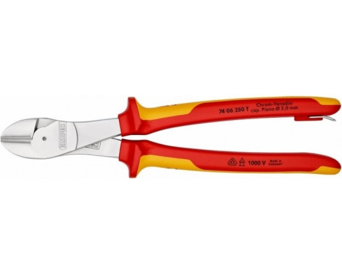 Бокорезы диэлектрические KNIPEX KN-7406250TBK особо мощные vde, 250 мм, хром, 2-комп. ручки