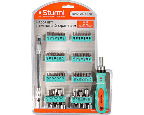 Отвертка с битами Sturm 1040-08-SS58 58 предметов