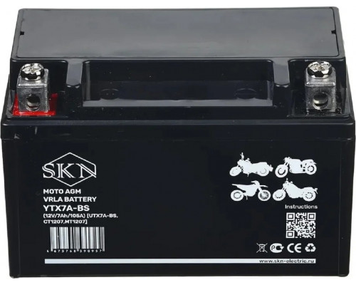 Аккумулятор SKN YTX7A-BS 12V 7Ah 105A для мототехники 025281