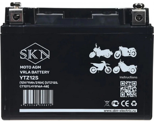 Аккумулятор SKN YTZ12S 12V 11Ah 210A для мототехники