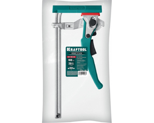 Струбцина быстрозажимная KRAFTOOL KRAFTFLEX, KLT-160, 160/60 мм универсальная, цельнокованая, рычажная в T-track