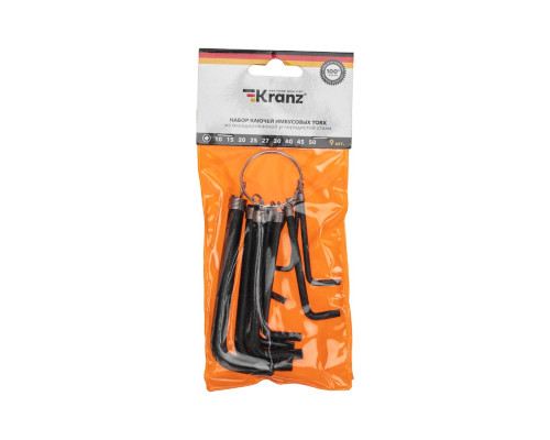 Набор ключей шестигранных Kranz KR-12-5203 TORX T10-T50, CrV, 9 шт., на кольце