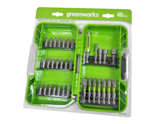 Набор бит и головок GREENWORKS 2 944 207 в кейсе, 40 шт. 2944207