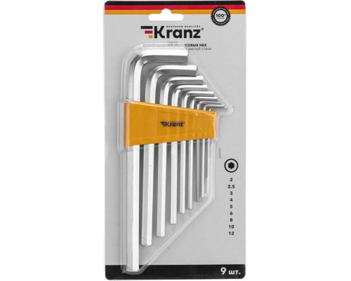 Набор ключей шестигранных Kranz KR-12-5213 HEX 2,0-12 мм, 9 шт., удлиненные