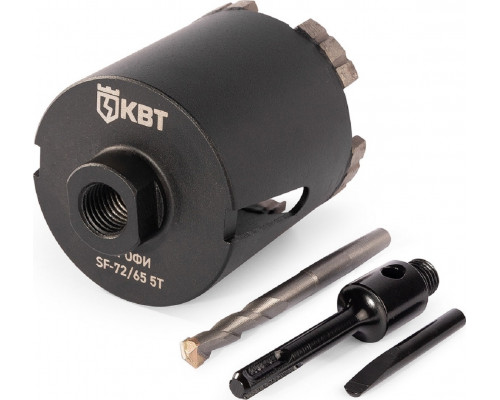 Алмазная коронка для сухого сверления КВТ 102561 SF-72/ 65 5T с адаптером SDS-Plus серия ПРОФИ