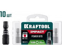 Бита для заворачивания KRAFTOOL Impact TX 30, 25 мм, 10 шт, ударная 26195-30-25-S10