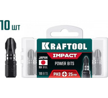 Бита для заворачивания KRAFTOOL Impact PH 3, 25 мм, 10 шт, ударная 26191-3-25-S10