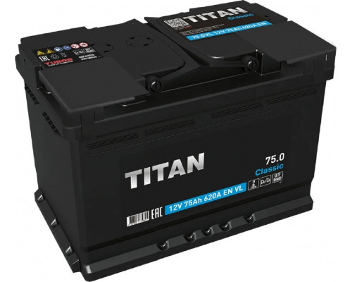 Аккумулятор Titan Classic 6СТ-75.0 VL 620А