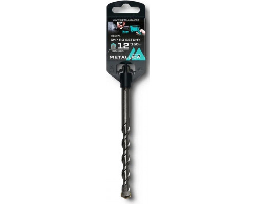 Бур SDS-plus METALLICA Optima 12х160/100 мм по бетону напайка с центром, 2 спирали 904374