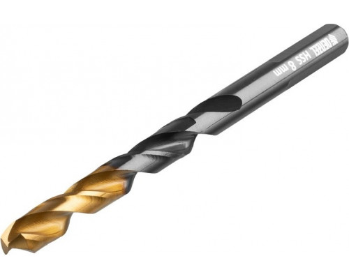 Сверло по металлу Denzel HSS-Tin, Golden Tip 8 мм, 8 шт 717219