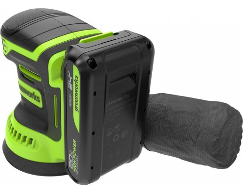 Виброшлифмашина эксцентриковая аккумуляторная GREENWORKS OS325 24V, АКБ 2Ач и ЗУ 3100907CUA