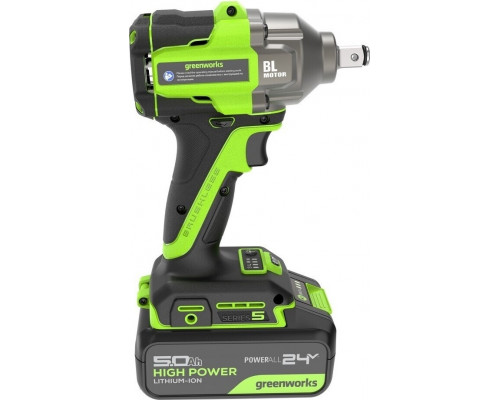 Гайковерт аккумуляторный GREENWORKS IW5500 24V, АКБ 5Ач и ЗУ 3805007CUG