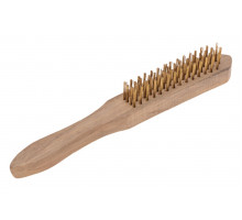 Щетка Kranz KR-91-1257 по металлу с деревянной ручкой, 4 ряда, 280мм