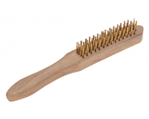 Щетка Kranz KR-91-1257 по металлу с деревянной ручкой, 4 ряда, 280мм