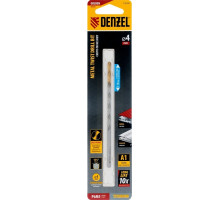 Сверло по металлу DENZEL Р6М5, Golden Tip спиральное 4х119 мм, удлиненное 718250
