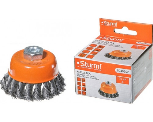Щетка для УШМ Sturm 5 240 202 чашка м14, d75мм, витая стальная проволока 5240202